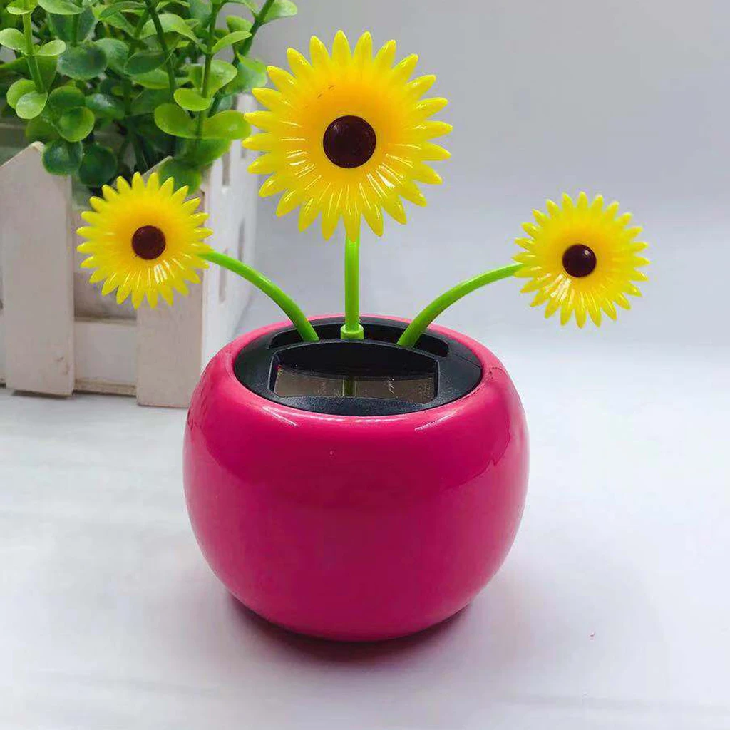 

Lovely Solar Power Swing Dancing Flower Pot Toy Swing Car Dashboard Ornament Home Office Decoration