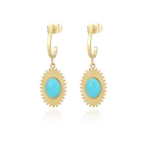 stainless steel golden dangle earrings for women gifts boho natural turquoise drop earrings fashion jewelry beach accessories