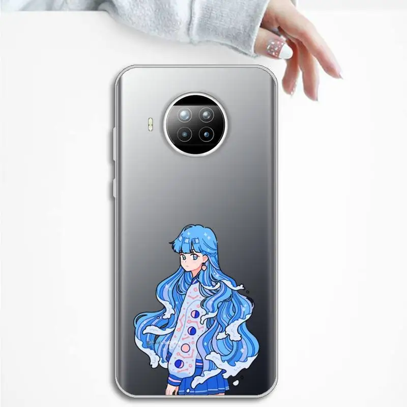 

Wave Hair Girl Phone Case Transparent for Xiaomi mi Redmi note 10 t 8 9 pro lite 11 Samsung S 8 9 10 20