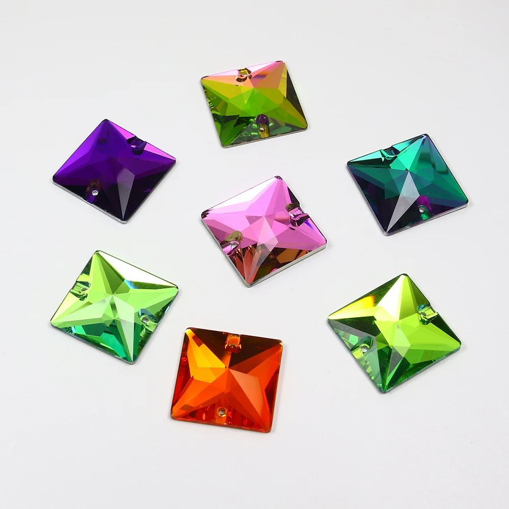 Квадратный Форма Flatback пришить стразы кристаллы с двумя отверстиями бисер из