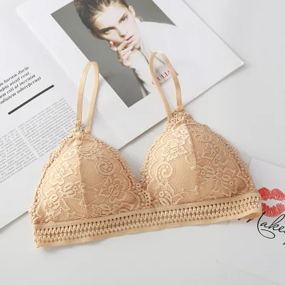 7311beige Женские бюстгальтеры, французские Треугольные чашечки без косточек, Новое сексуальное кружевное нижнее белье для женщин, мягкое, тонкое, удобное, JJX7311 - Цвет: 7311beige