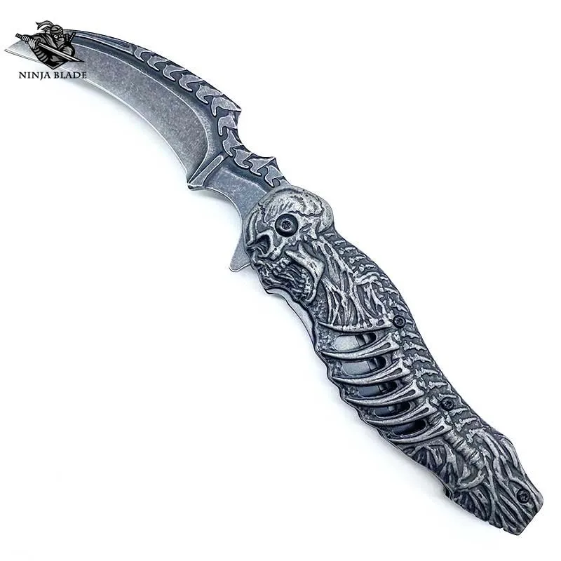 

Zombie Skull Pocket Knife Cool Dark Jackknife Collective Outdoor Claw Steel Ninja Blade