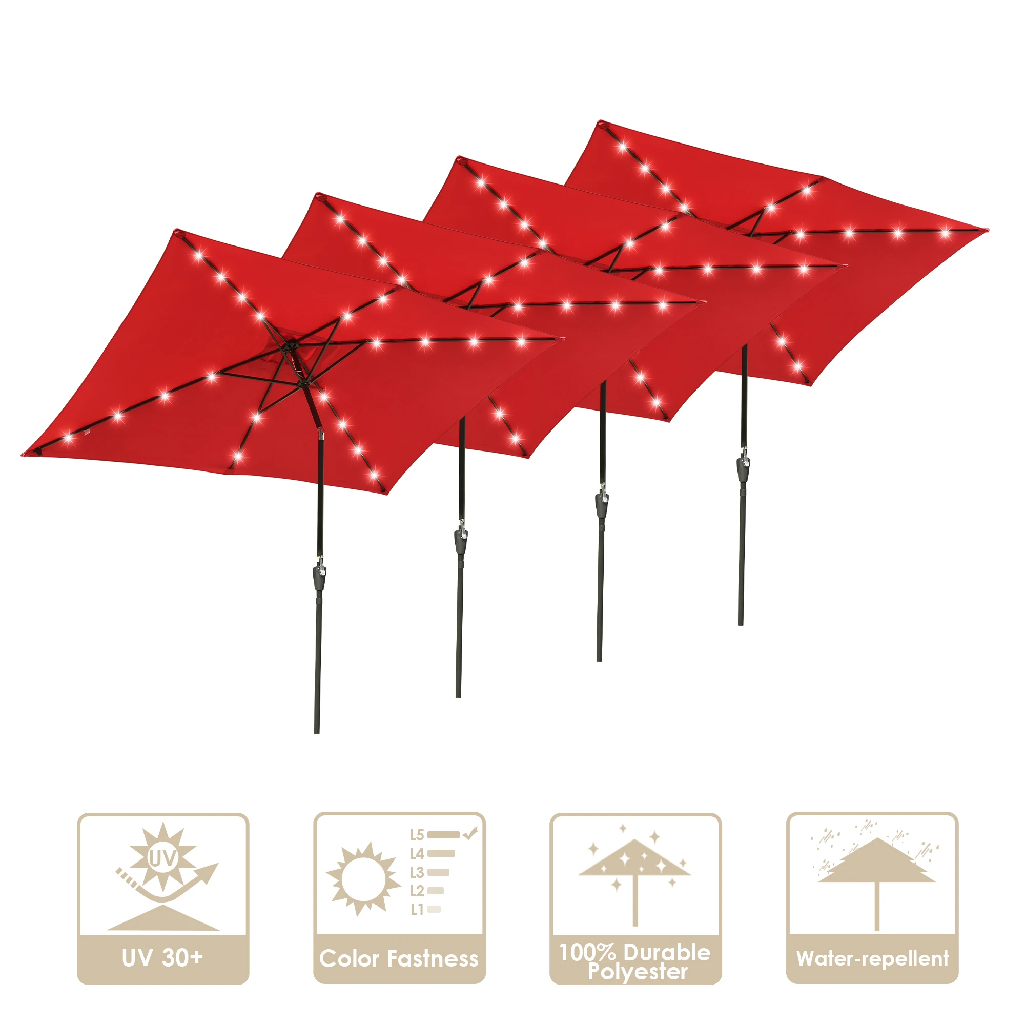 YeStarry 10 'x 6 5' прямоугольный алюминиевый солнечный зонтик для патио с 20