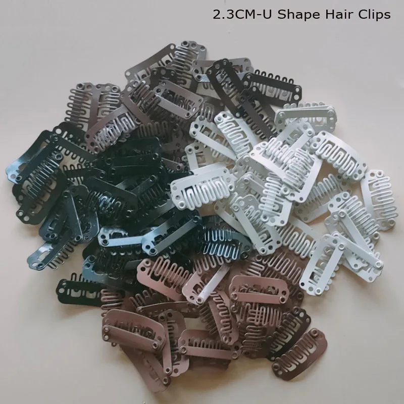 50pcs U 2.3cm Wig Clips For Human Hair Extensions/Weaving Extensions Medium Professional Salon Accessories Black Brown Blonde