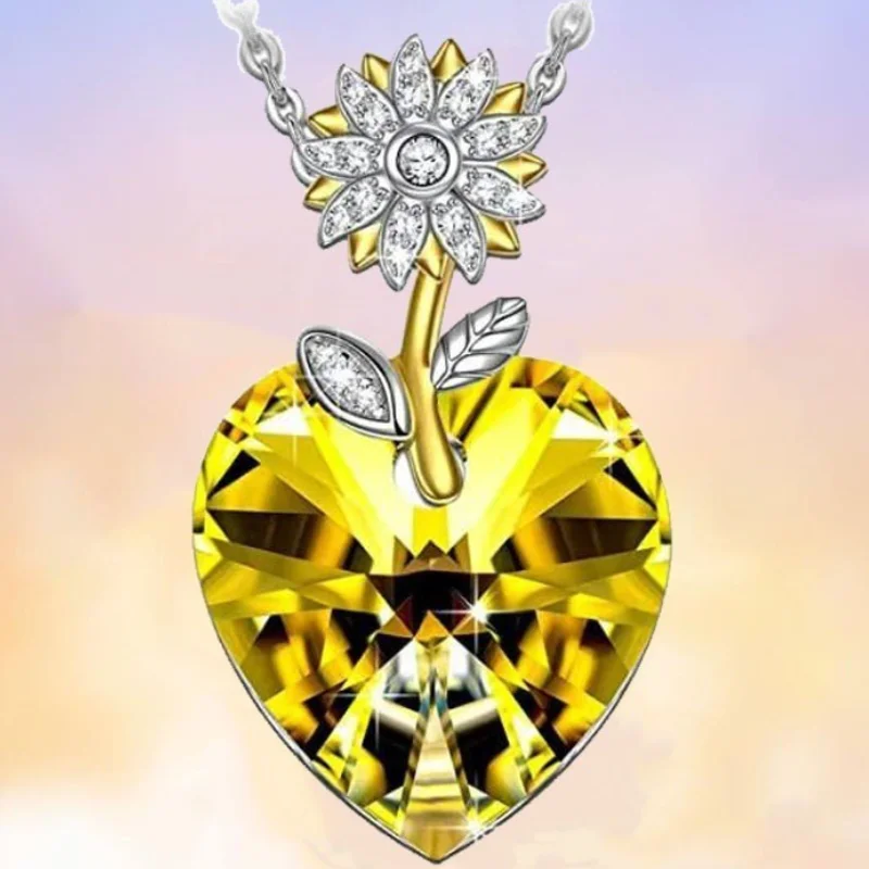 Модные ювелирные изделия ожерелье Подсолнух Золотой шарм дешевые с кристаллами