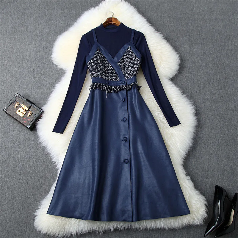 Топ Брендовое модное женское осеннее платье с длинным рукавом 2019 Новое Женское