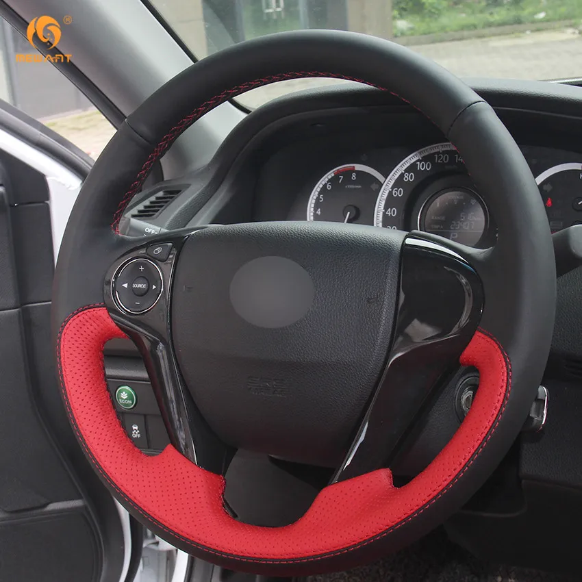 MEWANT черный красный чехол рулевого колеса автомобиля из натуральной кожи для Honda
