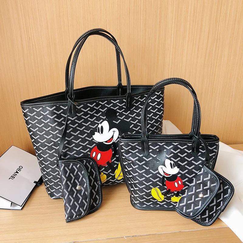 2pcsDisney Микки Маус сумка + cosmeitc женская из искусственной кожи minniehandbag большая тоут