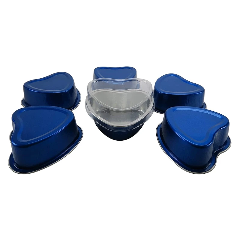 

100ml 100Pcs Valentine Aluminum Foil Cake Pan Heart Shaped Cupcake Cup with Lids Disposable Mini Cupcake Cup for Wedding