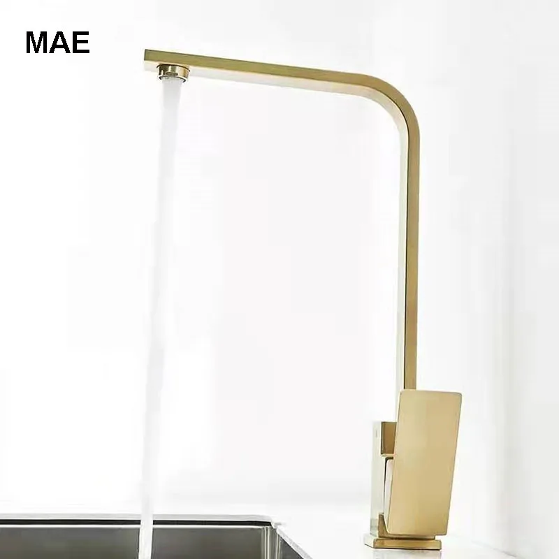Black Square Brass Kitchen Faucet Single Lever H/C 360 Rotation Mixer Tap Basin Water Crane For Bathroom | Обустройство дома