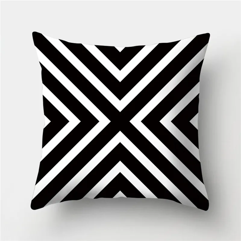 

Black and White Geometric Cushion Cover 45*45 Decorative Sofa Cushions Throw Pillows Pillow Covers Pillowcases Home Decor