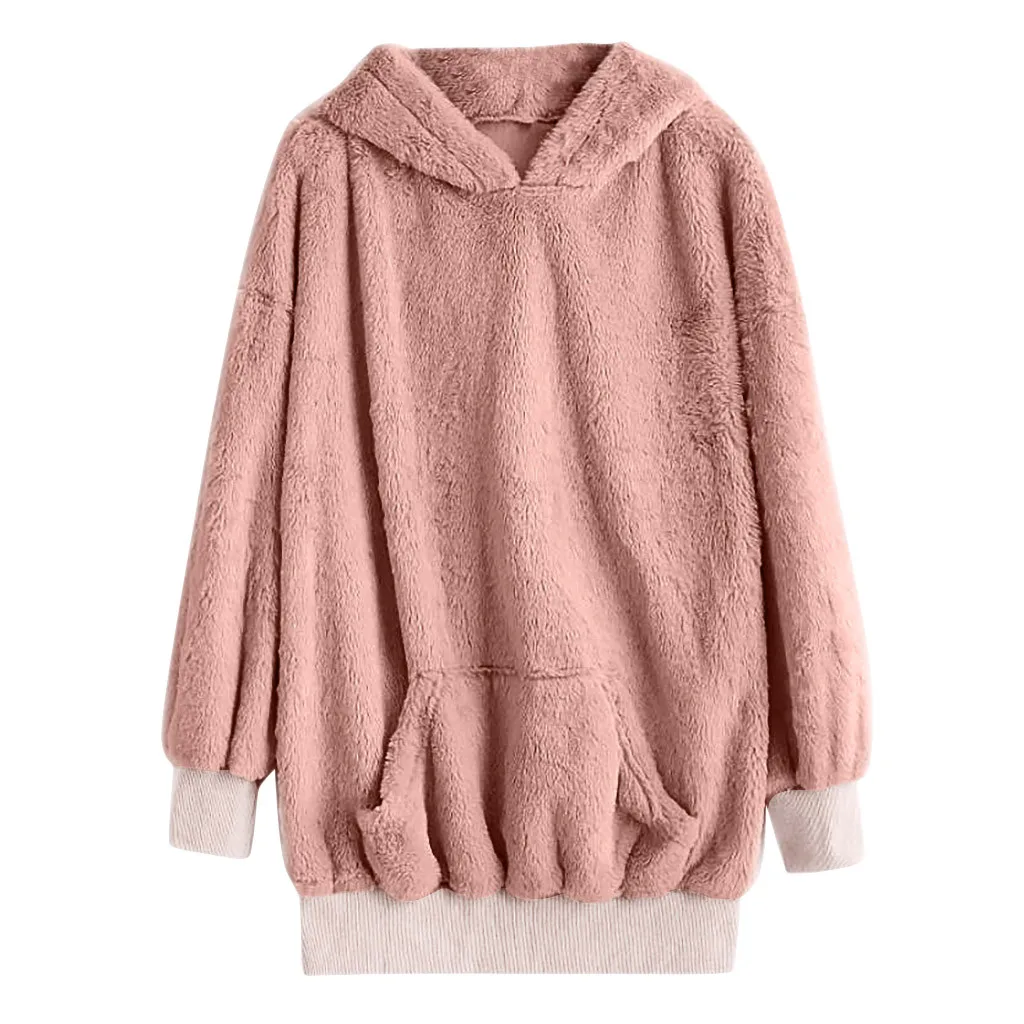 Новинка 2019 года зимние пальто для женщин Однотонный плюшевый теплый свитер с