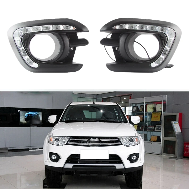 

Car Led Daytime Running Light Turn Signal Light Fog Driving Lamps for Mitsubishi Pajero Sport 2015 2016