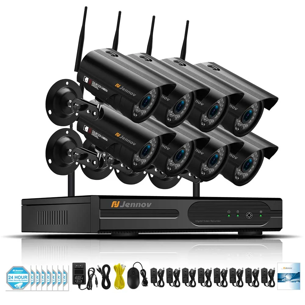 Jennov 8CH 1080P беспроводная Wifi система камер домашней безопасности комплект наружного видеонаблюдения комплект видеонаблюдения ip-камера Wi-Fi 2MP Aduio Cam - Цвет: 8 Pcs Cameras