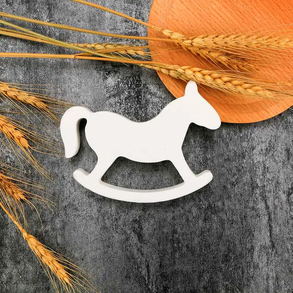Белый деревянный маленький качалка конь баланс домашний Декор детские игрушки