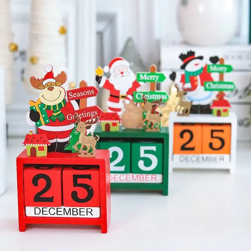 Рождественский подарок календарь деревянные украшения настольные Предметы