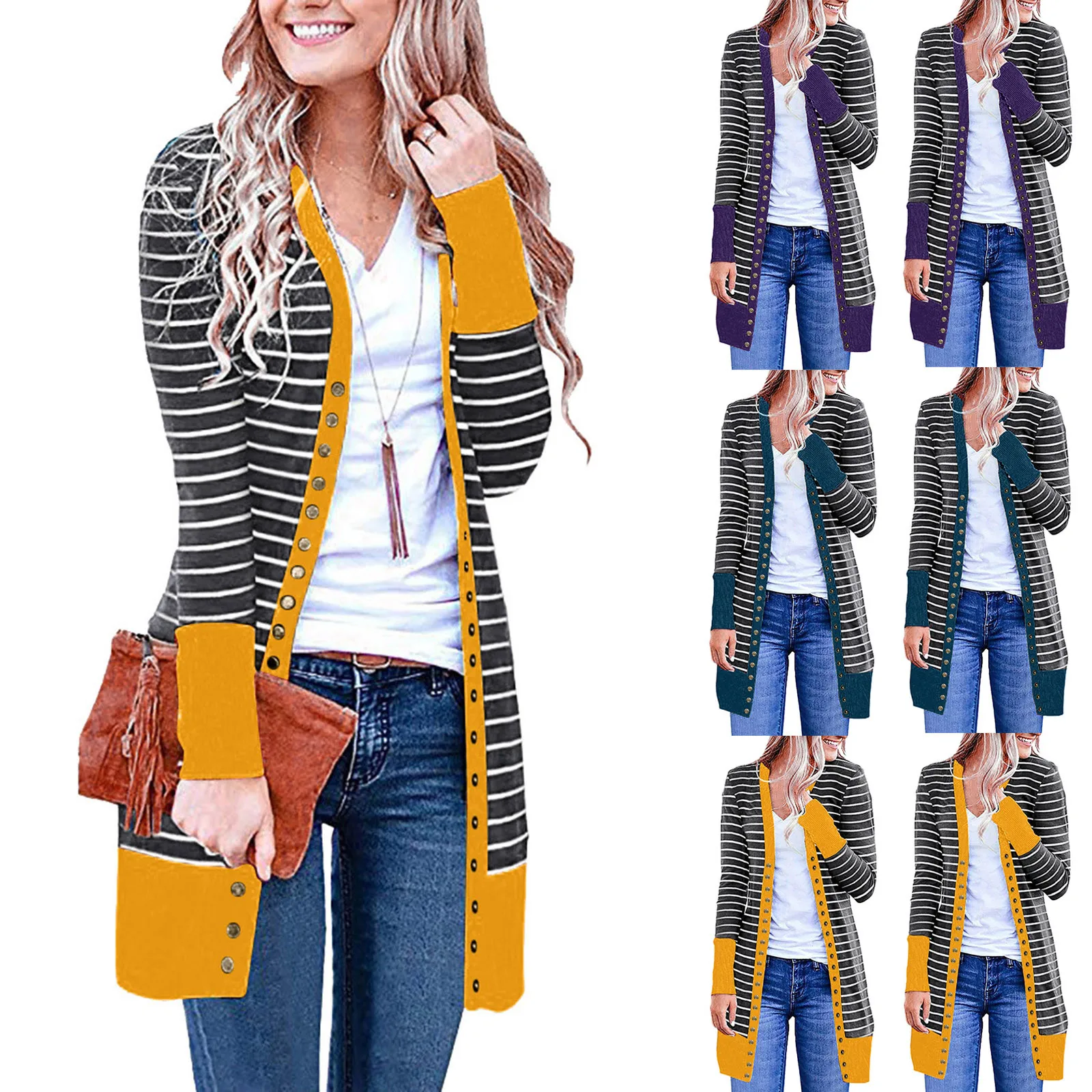 

2021 Women's Casual Long Sweater Cardigan Loose Korean Long Sleeve Jacket Cardigan Tops Blouse Coat Outerwear свитер gilet