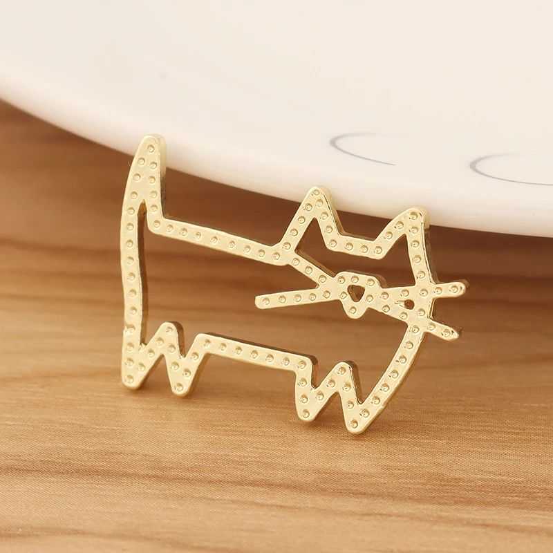 

10 Pieces Gold Tone Open Cat Animal Charms Pendants for DIY Earrings Necklace Jewellery Making 29x20mm