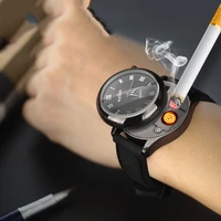new creative watch windproof lighter metal rechargeable watch lighter plasma usb cigarette lighter tool exquisite gift for men