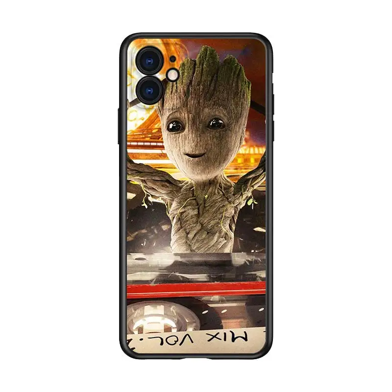 

Groot Marvel Avengers for Apple iPhone 12 Pro Max Mini 11 Pro XS Max X XR 6S 6 7 8 Plus 5S SE2020 Soft Black Phone Case