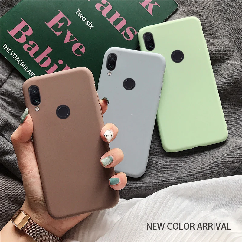 

solid candy color silicone case on for xiaomi redmi note 7 note7 pro / redmi 7 yellow thin tpu phone back cover coque funda