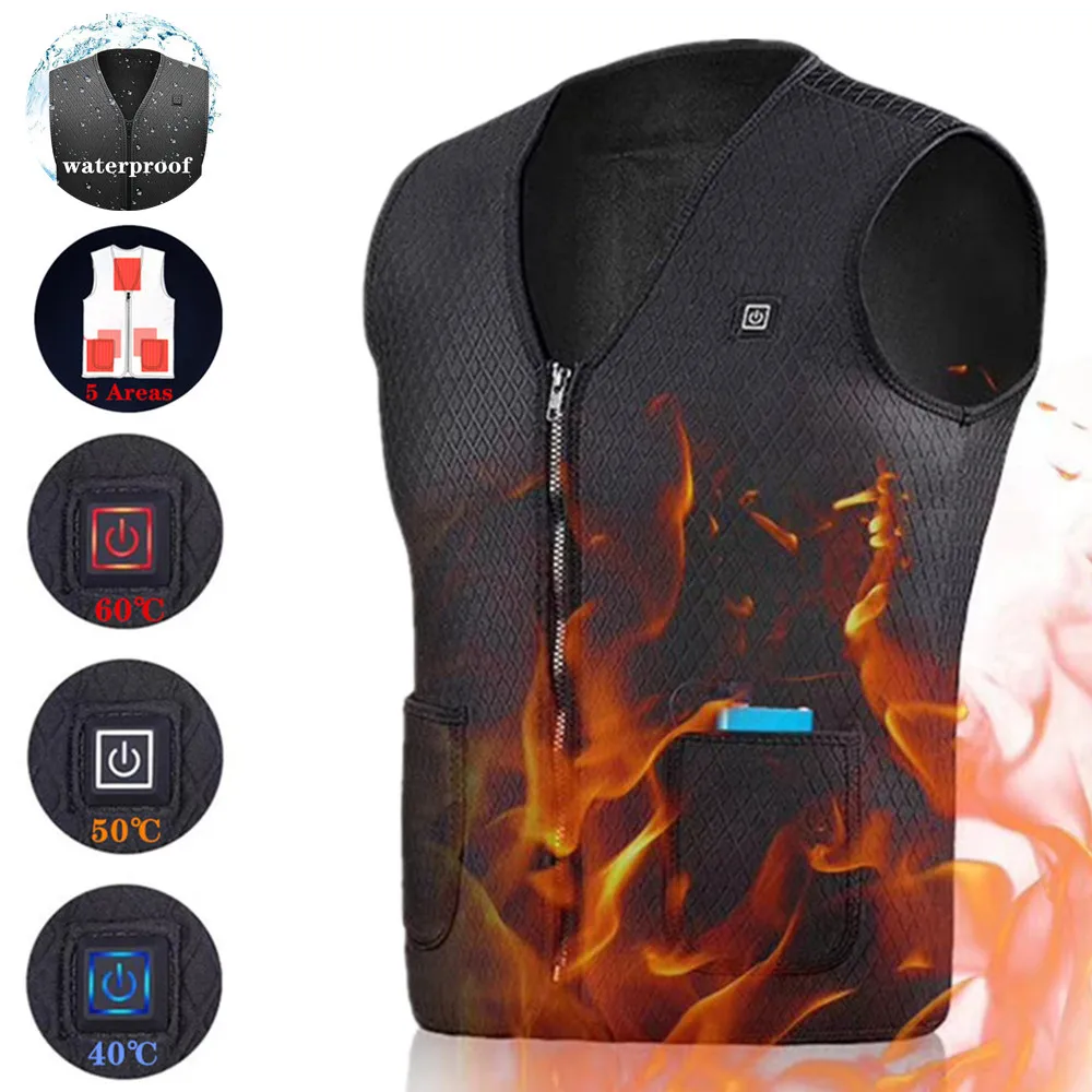 

2021 Winter Waterproof Outdoor Warming Heated Vest USB Charging Intelligent Flexible Thermal Waistcoat Heating Warm Jackets Vest