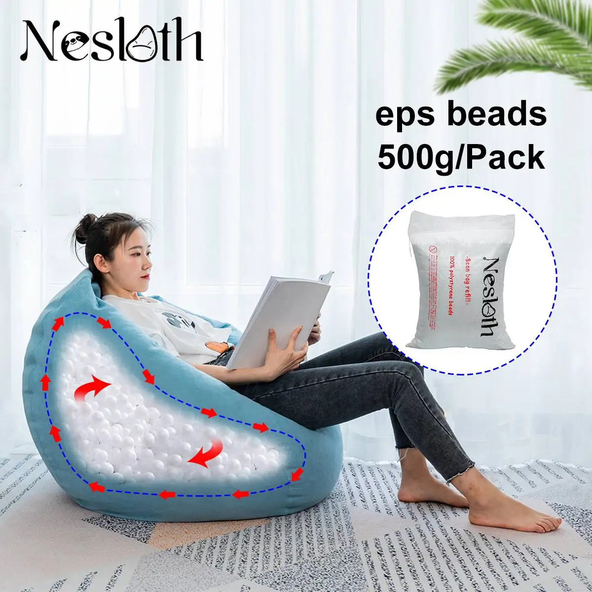 Nesloth 500 г пенополистирол белый пенопласт beanbag детский наполнитель кровать