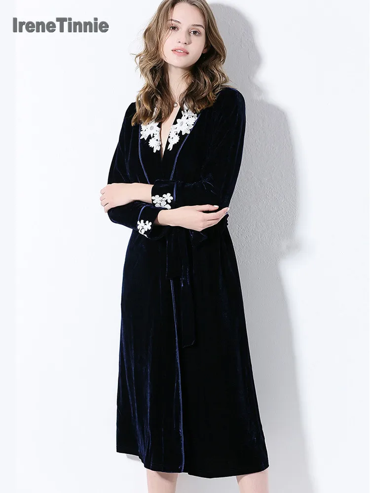 Золотой бархатный халат Irene Tinnie роскошная ночная рубашка одежда для сна