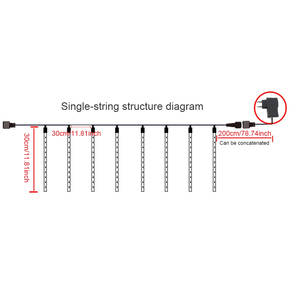 

30cm 50cm 8 Tubes Waterproof Meteor Shower Rain LED String Lights Outdoor Christmas Decoration for Home Tree Tube Lights