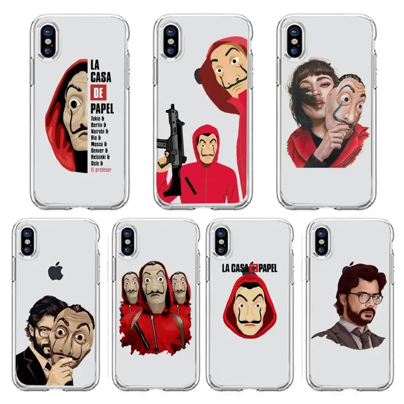 

TV La Casa de papel Phone Case Transparent soft For iphone 13 12 11 8 7 plus mini x xs xr pro max