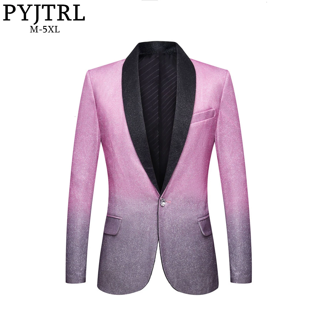 PYJTRL мужской свадебный жених стильный шалевый отворот градиентный цвет блестящий