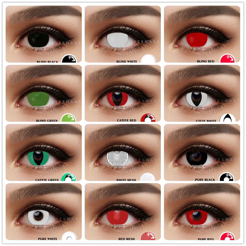 blind lens white mesh halloween cosplay colored contact lenses yearly use cosmetic contact lens eye color colored contacts free global shipping