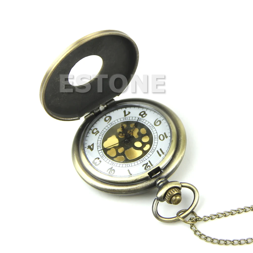 

Vintage Steampunk Retro Bronze Design Pocket Watch Quartz Pendant Necklace Gift