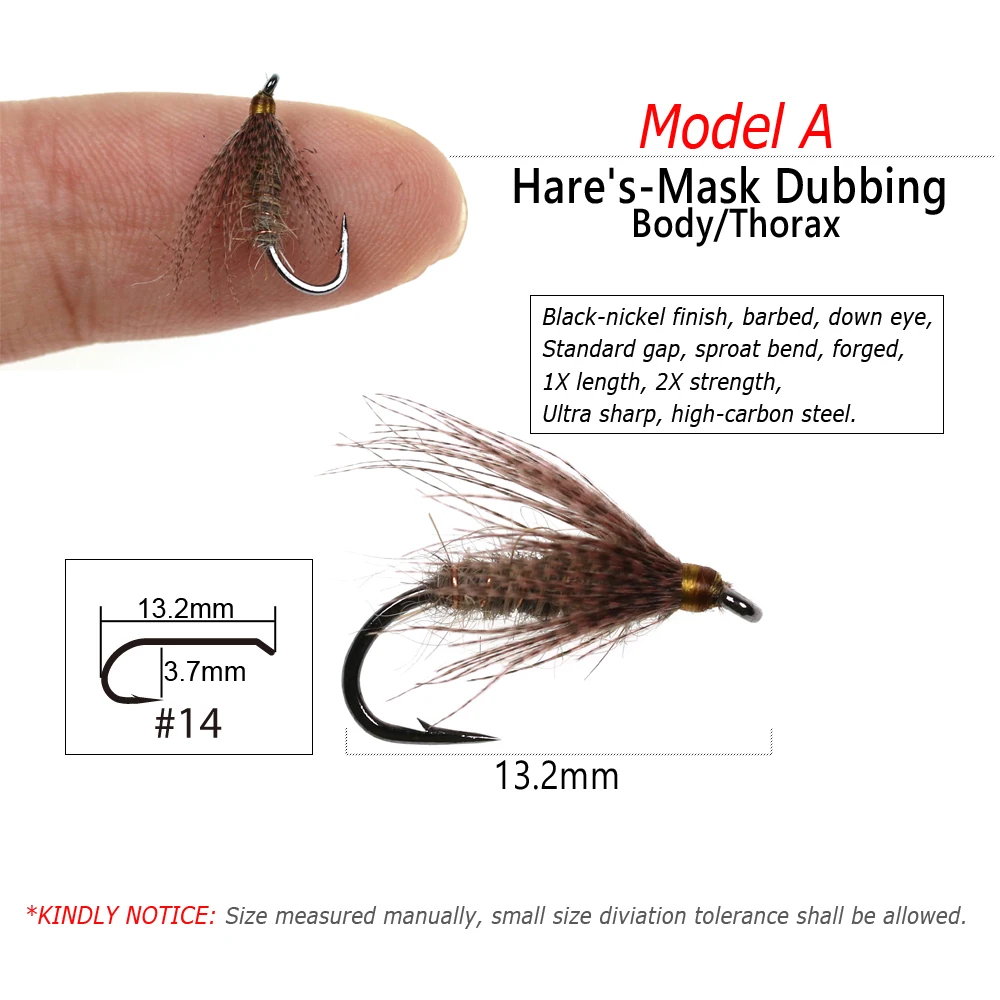 Bimoo 6 шт. #14 мягкие ушные флумф-хаки для отдыха Mayfly паук мухи мокрые окунь искусство