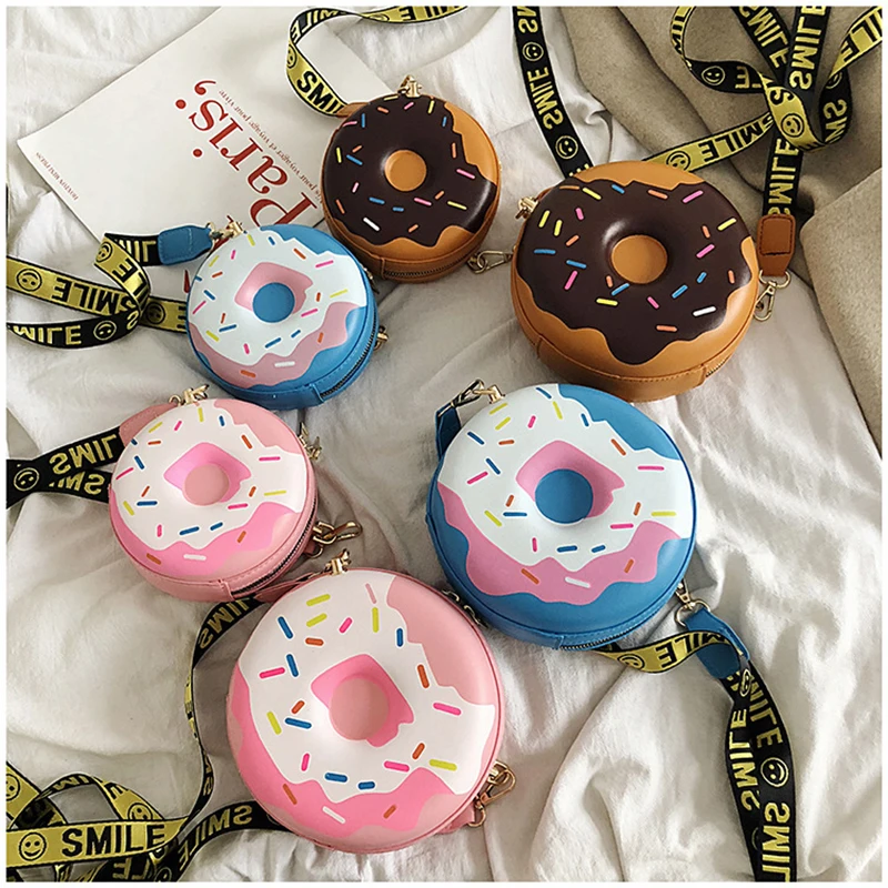 Забавная сумка на плечо в форме пончика милая кожаная через круглая для девушек