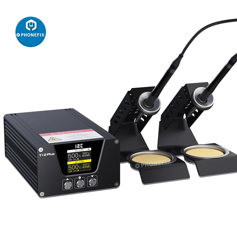 

Интеллектуальная двойная сварочная станция i2C T12 Plus, сварочная станция с регулируемой температурой для подсветки BGA SMD, ремонт пайки