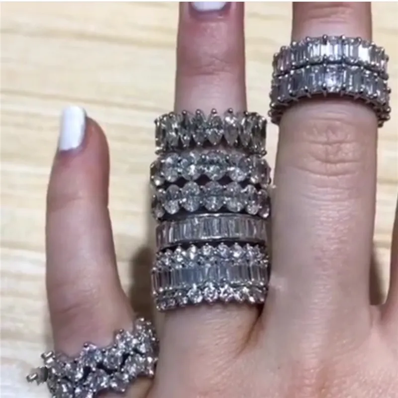 Романтическое кольцо вечности обручальное 925 стерлингового серебра AAAAA cz