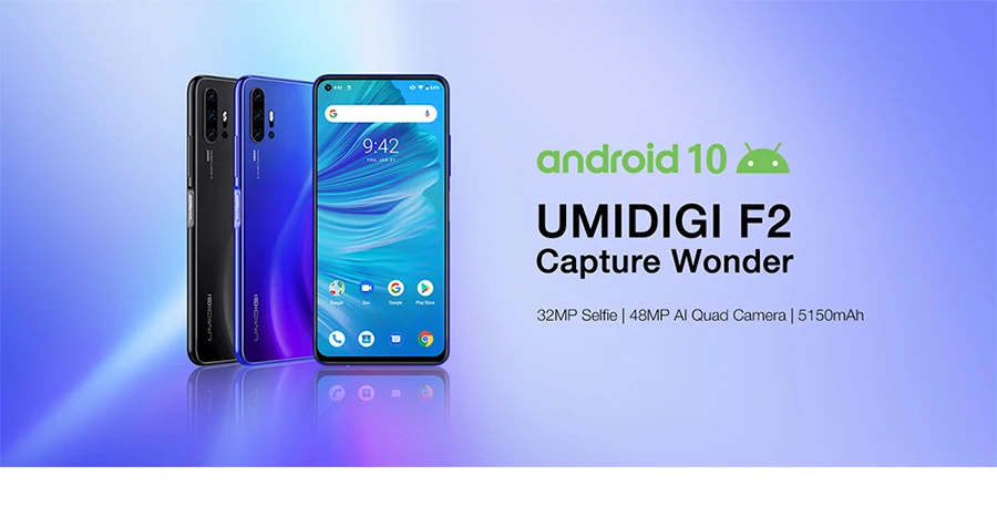 UMIDIGI F2 Android 10 глобальная версия 6,5" FHD+ 6GB 128GB 48MP AI Quad camera 32MP Selfie Helio P70 мобильный телефон 5150mAh мобильный телефон