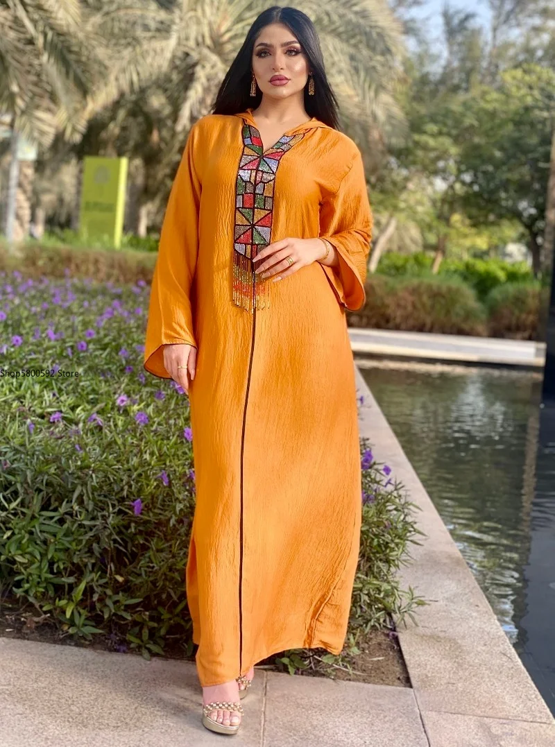 African Dresses for Women Summer Long Sleeve Orange Color Dress Abaya Clothes | Тематическая одежда и униформа