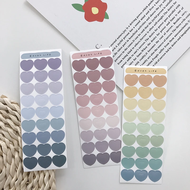 

ins heart rainbow gradient color decorative sticker notebook metope cards labels sealing cute stickers scrapbooking stationery