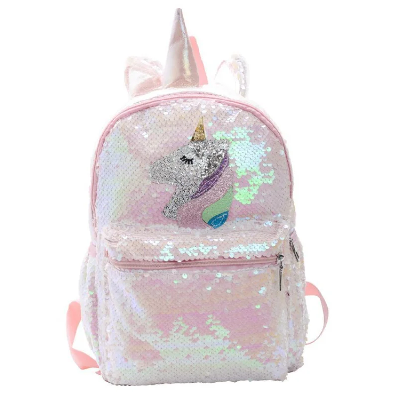

Girls Fashion Sequins Unicorn Backpack Women Large Capacity Bag Girl Book Bag Satchel School Bag for Teenager Student All-Match