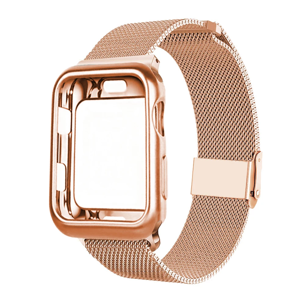 

Milanese Loop Bracelet Stainless Steel band + case For Apple Watch series 123 42mm 38mm strap for iwatch 4 5 40mm 44mm watchband