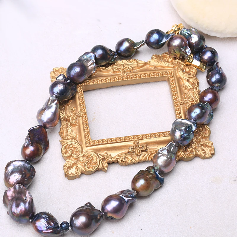 Цепочка из натурального черного барочного жемчуга чокер длинное ожерелье 45/50/55 AA