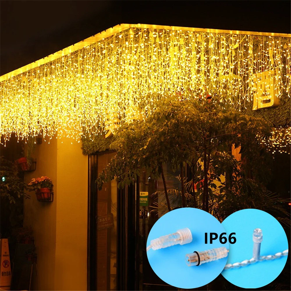 

5 м 216 Светодиодный s высокой плотности СВЕТОДИОДНЫЙ Шторы гирлянда сосульки светильник s Свадебная гирлянда на открытом воздухе IP66 садовые ...