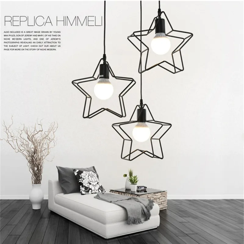 Детский винтажный подвесной светильник в виде звезды клетка скандинавском стиле