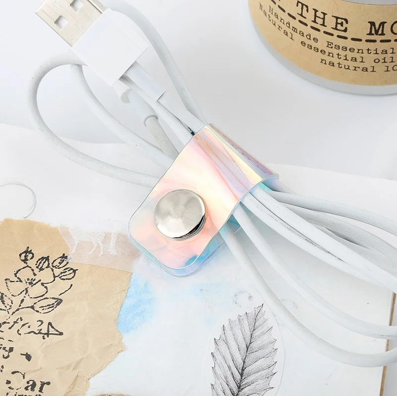 

Держатель для кабеля телефона, 10 шт., лазерный прозрачный, портативный зажим для наушников, органайзер для кабеля зарядного устройства пров...