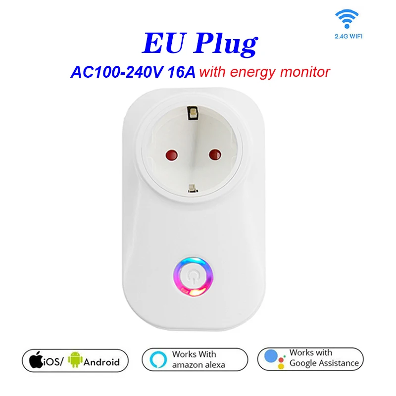 WIFI smart plug 16A EU WiFi Socket With Timing APP Control Compatible Alexa Google Home Mini IFTTT Voice Intelligent | Электроника
