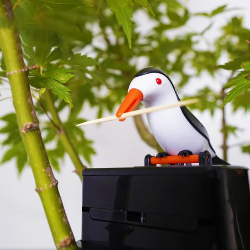 

Small Bird Toothpick Container Automatic Toothpick Dispenser Toothpick Holder Storage Box Desk Decoration Kitchen Accessories