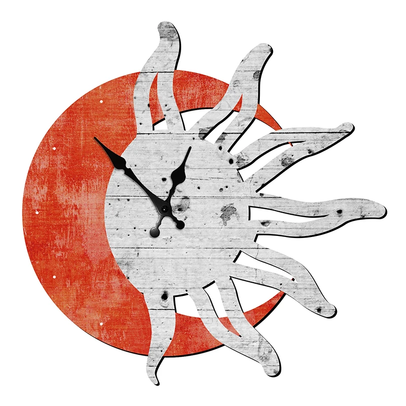 

Sun and Moon Design Hanging Clock Wooden Wall Clock Modern Design Decorative for Living Room Nordic Large Wood Wall Art Clock