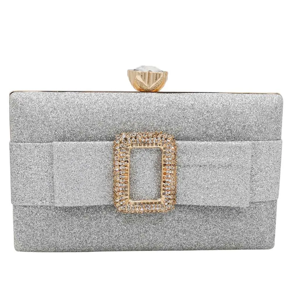 Silver Clutch Bag Бутик De FGG Модные женские блестящие вечерние сумки и клатчи в твердом корпусе вечерние сумочки с ремешком - Цвет: Silver Clutch Bag